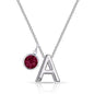 Initial A Necklace with Birthstone Charm Created with Zircondia® Crystals