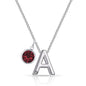 Initial A Necklace with Birthstone Charm Created with Zircondia® Crystals