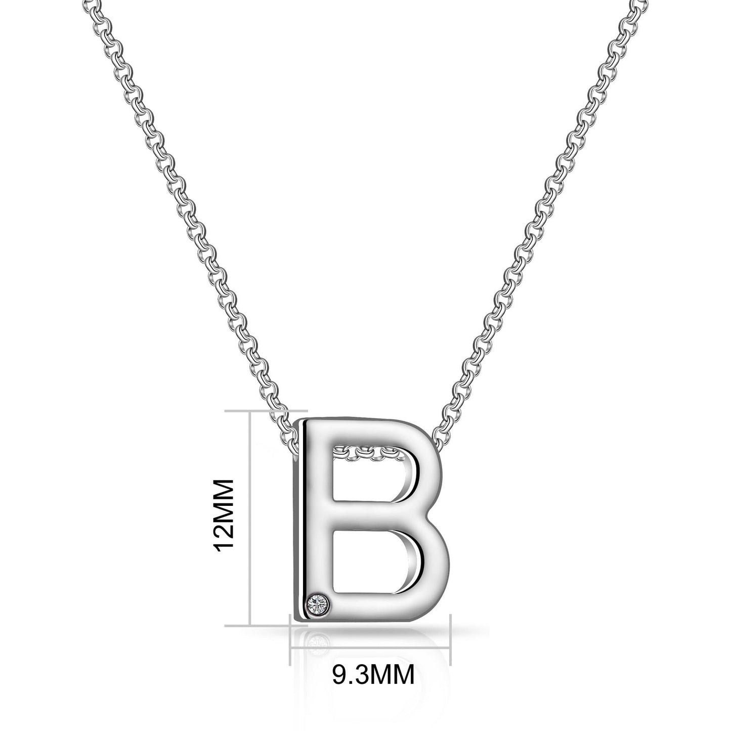 Initial B Necklace with Birthstone Charm Created with Zircondia® Crystals