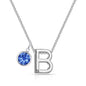 Initial B Necklace with Birthstone Charm Created with Zircondia® Crystals