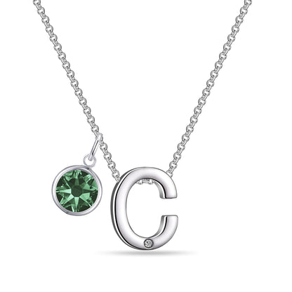Initial C Necklace with Birthstone Charm Created with Zircondia® Crystals