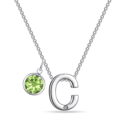 Initial C Necklace with Birthstone Charm Created with Zircondia® Crystals