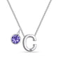 Initial C Necklace with Birthstone Charm Created with Zircondia® Crystals