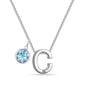 Initial C Necklace with Birthstone Charm Created with Zircondia® Crystals