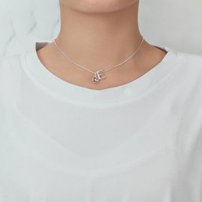 Initial E Necklace with Birthstone Charm Created with Zircondia® Crystals