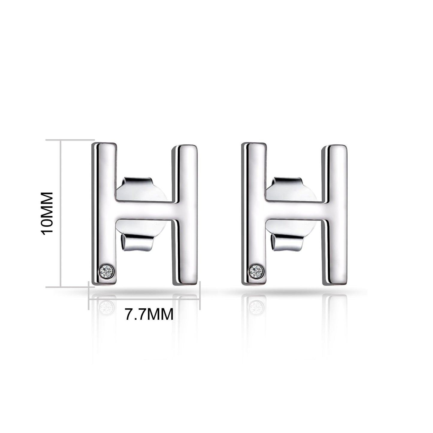 Initial Earrings Letter H Created with Zircondia® Crystals