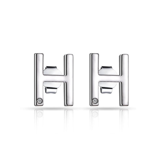 Initial Earrings Letter H Created with Zircondia® Crystals