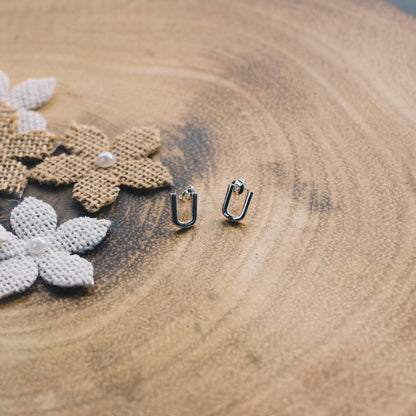 Initial Earrings Letter U Created with Zircondia® Crystals