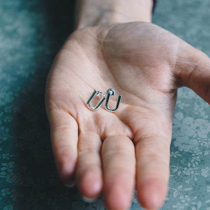 Initial Earrings Letter U Created with Zircondia® Crystals