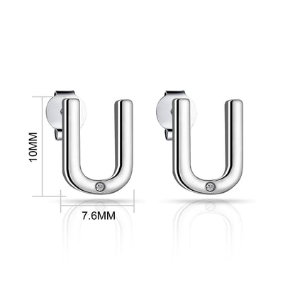 Initial Earrings Letter U Created with Zircondia® Crystals