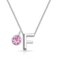 Initial F Necklace with Birthstone Charm Created with Zircondia® Crystals
