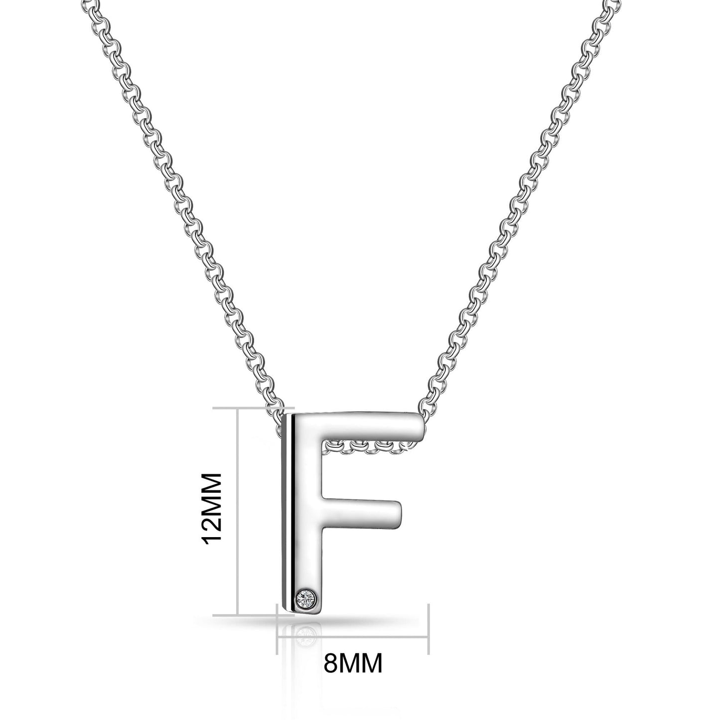 Initial F Necklace with Birthstone Charm Created with Zircondia® Crystals