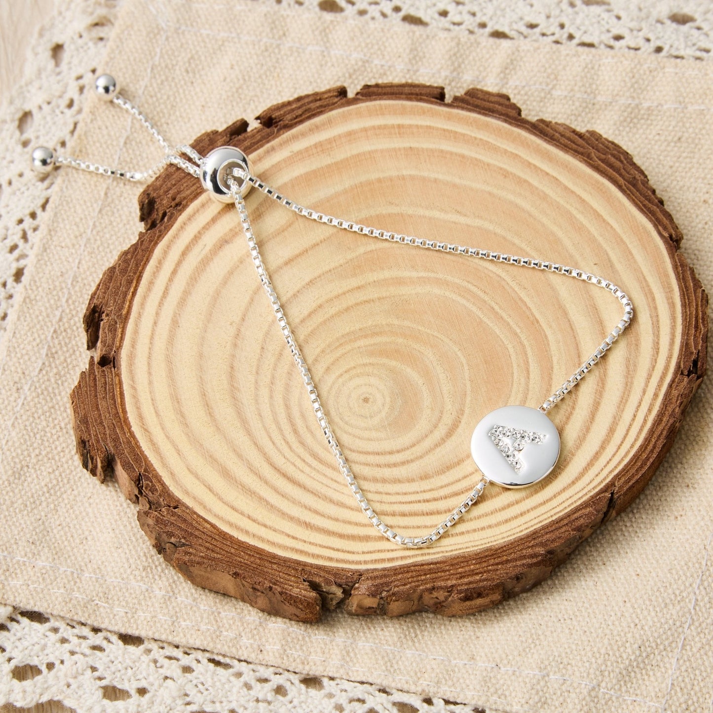 Initial Friendship Bracelet Letter A Created with Zircondia® Crystals