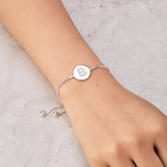 Initial Friendship Bracelet Letter B Created with Zircondia® Crystals