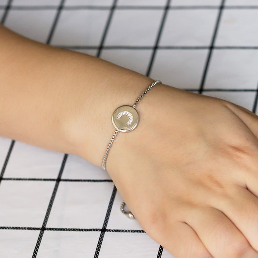 Initial Friendship Bracelet Letter C Created with Zircondia® Crystals