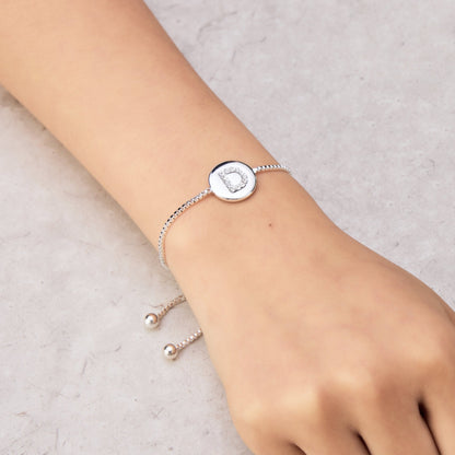Initial Friendship Bracelet Letter D Created with Zircondia® Crystals