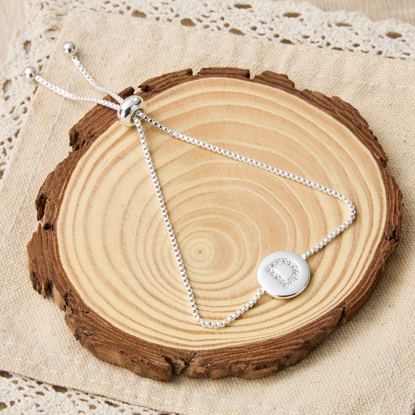 Initial Friendship Bracelet Letter D Created with Zircondia® Crystals