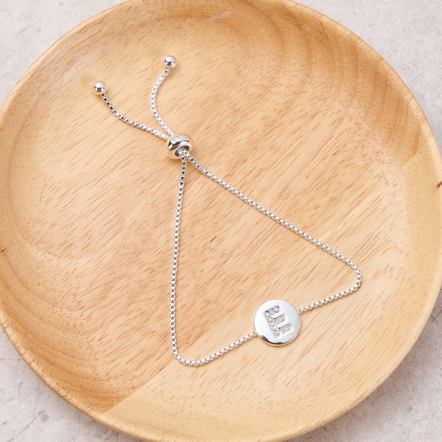 Initial Friendship Bracelet Letter E Created with Zircondia® Crystals