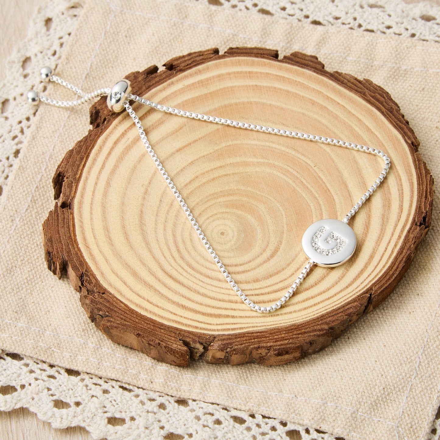 Initial Friendship Bracelet Letter G Created with Zircondia® Crystals