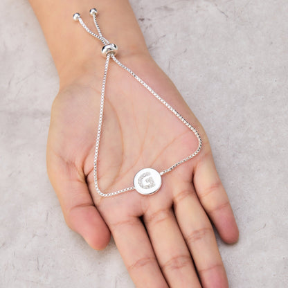 Initial Friendship Bracelet Letter G Created with Zircondia® Crystals