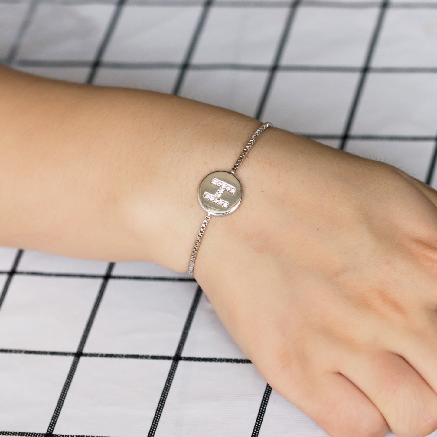 Initial Friendship Bracelet Letter H Created with Zircondia® Crystals