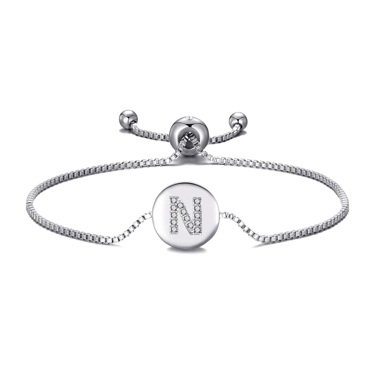 Initial Friendship Bracelet Letter N Created with Zircondia® Crystals