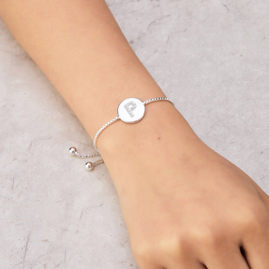Initial Friendship Bracelet Letter P Created with Zircondia® Crystals