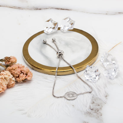 Initial Friendship Bracelet Letter Q Created with Zircondia® Crystals