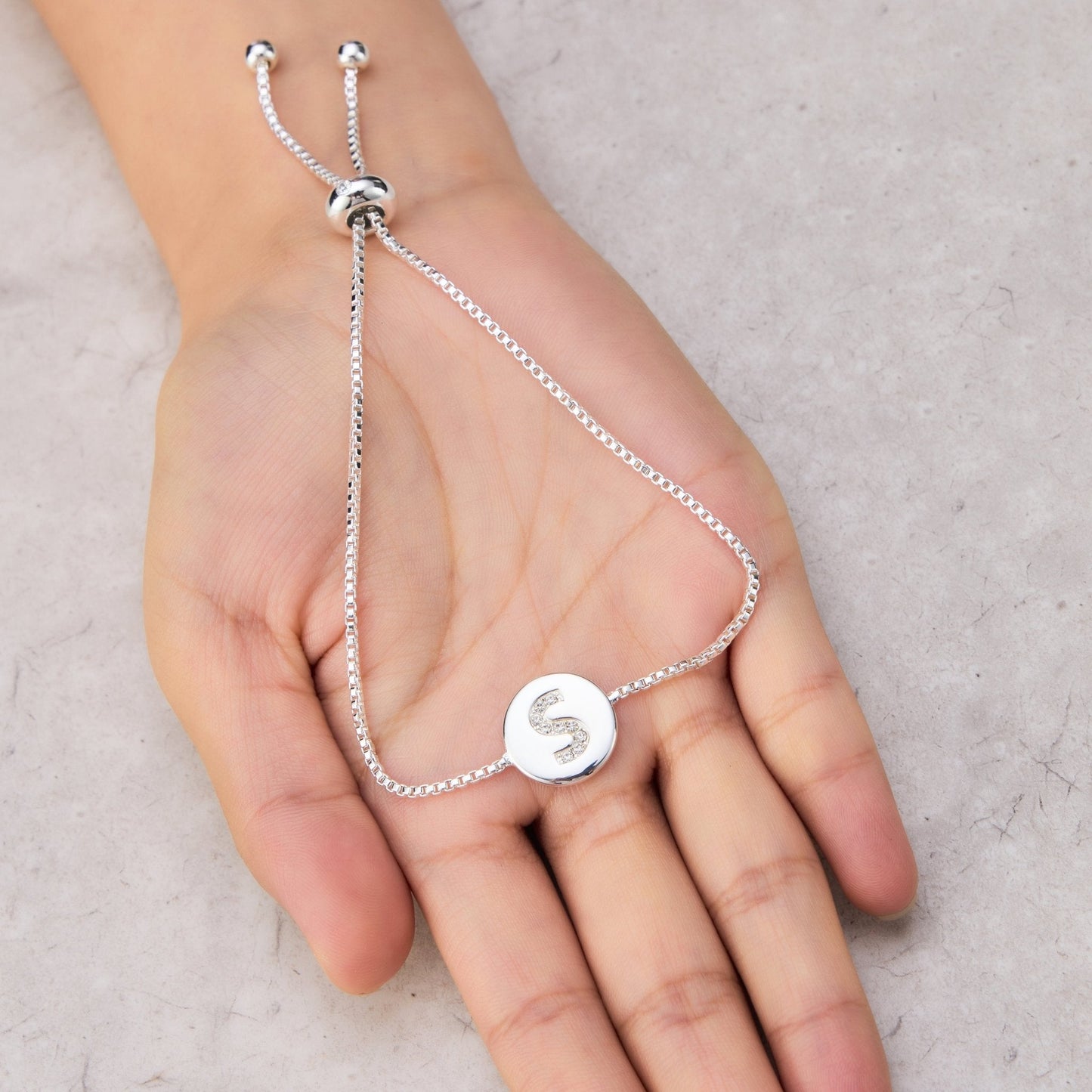 Initial Friendship Bracelet Letter S Created with Zircondia® Crystals