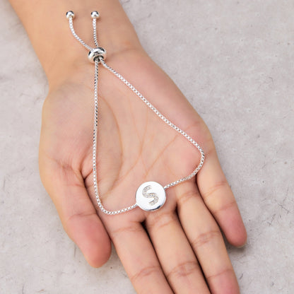 Initial Friendship Bracelet Letter S Created with Zircondia® Crystals