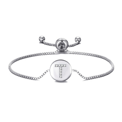 Initial Friendship Bracelet Letter T Created with Zircondia® Crystals