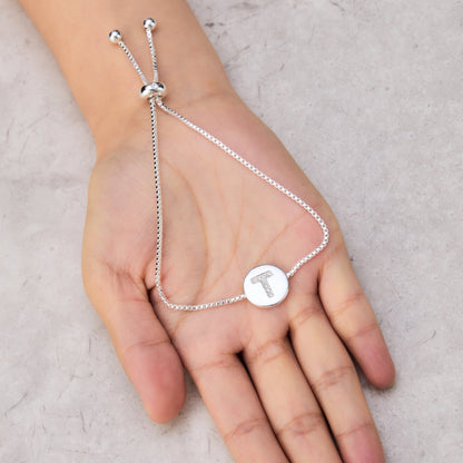 Initial Friendship Bracelet Letter T Created with Zircondia® Crystals