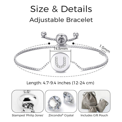 Initial Friendship Bracelet Letter U Created with Zircondia® Crystals