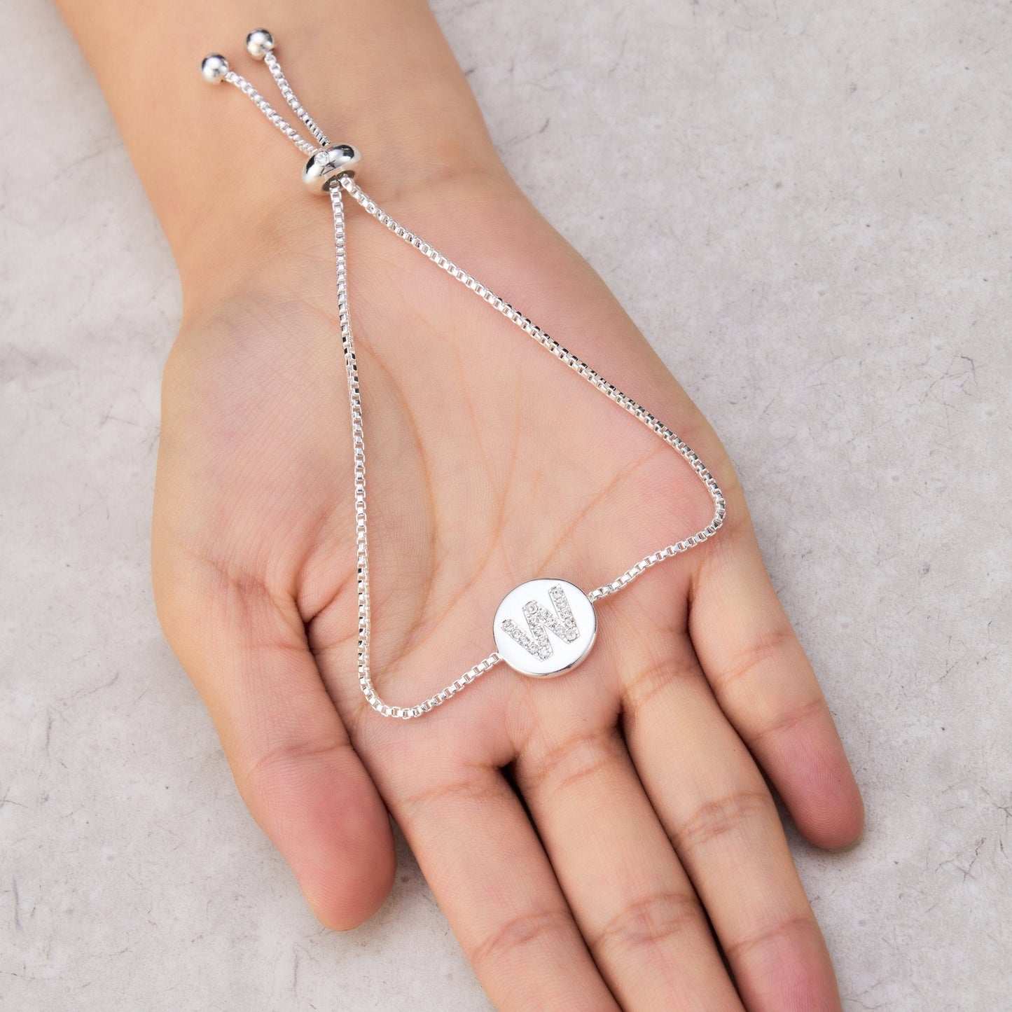 Initial Friendship Bracelet Letter W Created with Zircondia® Crystals