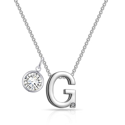 Initial G Necklace with Birthstone Charm Created with Zircondia® Crystals