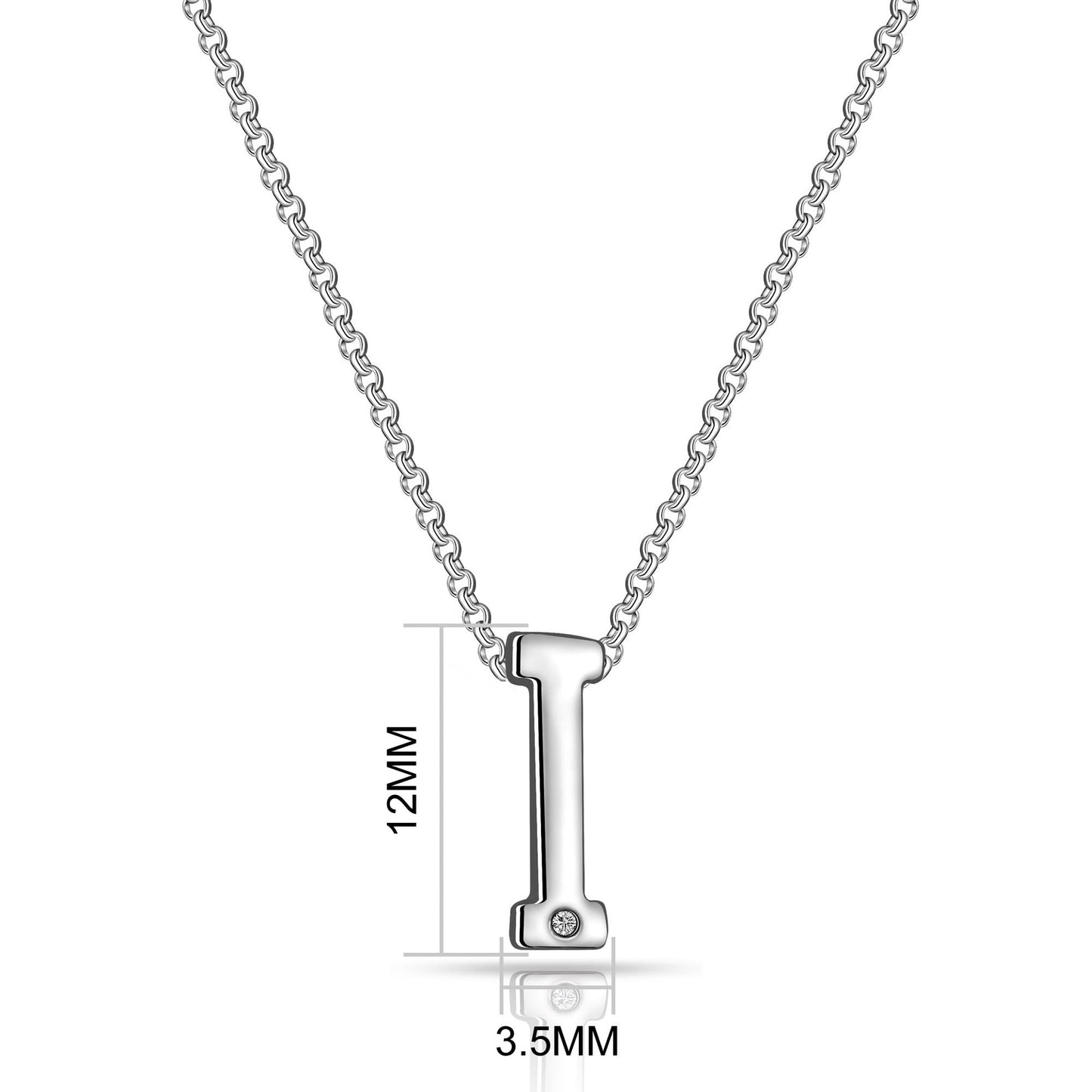 Initial I Necklace with Birthstone Charm Created with Zircondia® Crystals
