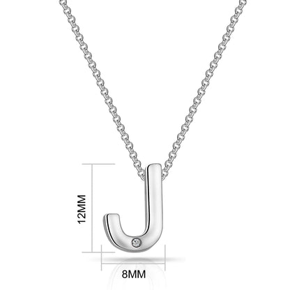 Initial J Necklace with Birthstone Charm Created with Zircondia® Crystals
