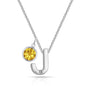 Initial J Necklace with Birthstone Charm Created with Zircondia® Crystals