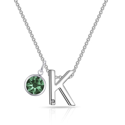 Initial K Necklace with Birthstone Charm Created with Zircondia® Crystals