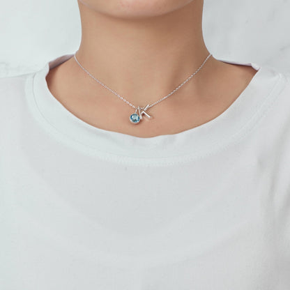 Initial K Necklace with Birthstone Charm Created with Zircondia® Crystals