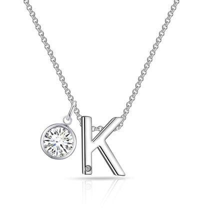 Initial K Necklace with Birthstone Charm Created with Zircondia® Crystals