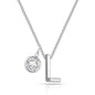 Initial L Necklace with Birthstone Charm Created with Zircondia® Crystals