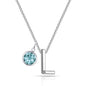 Initial L Necklace with Birthstone Charm Created with Zircondia® Crystals