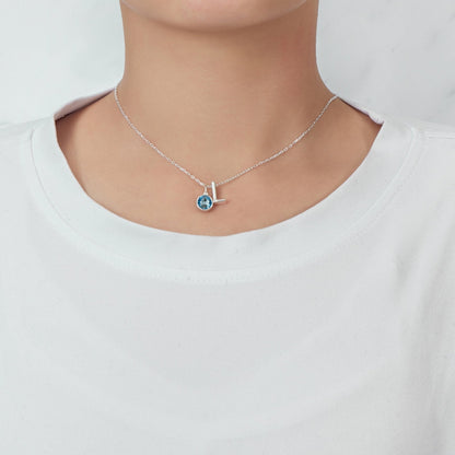 Initial L Necklace with Birthstone Charm Created with Zircondia® Crystals