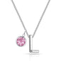 Initial L Necklace with Birthstone Charm Created with Zircondia® Crystals