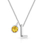 Initial L Necklace with Birthstone Charm Created with Zircondia® Crystals