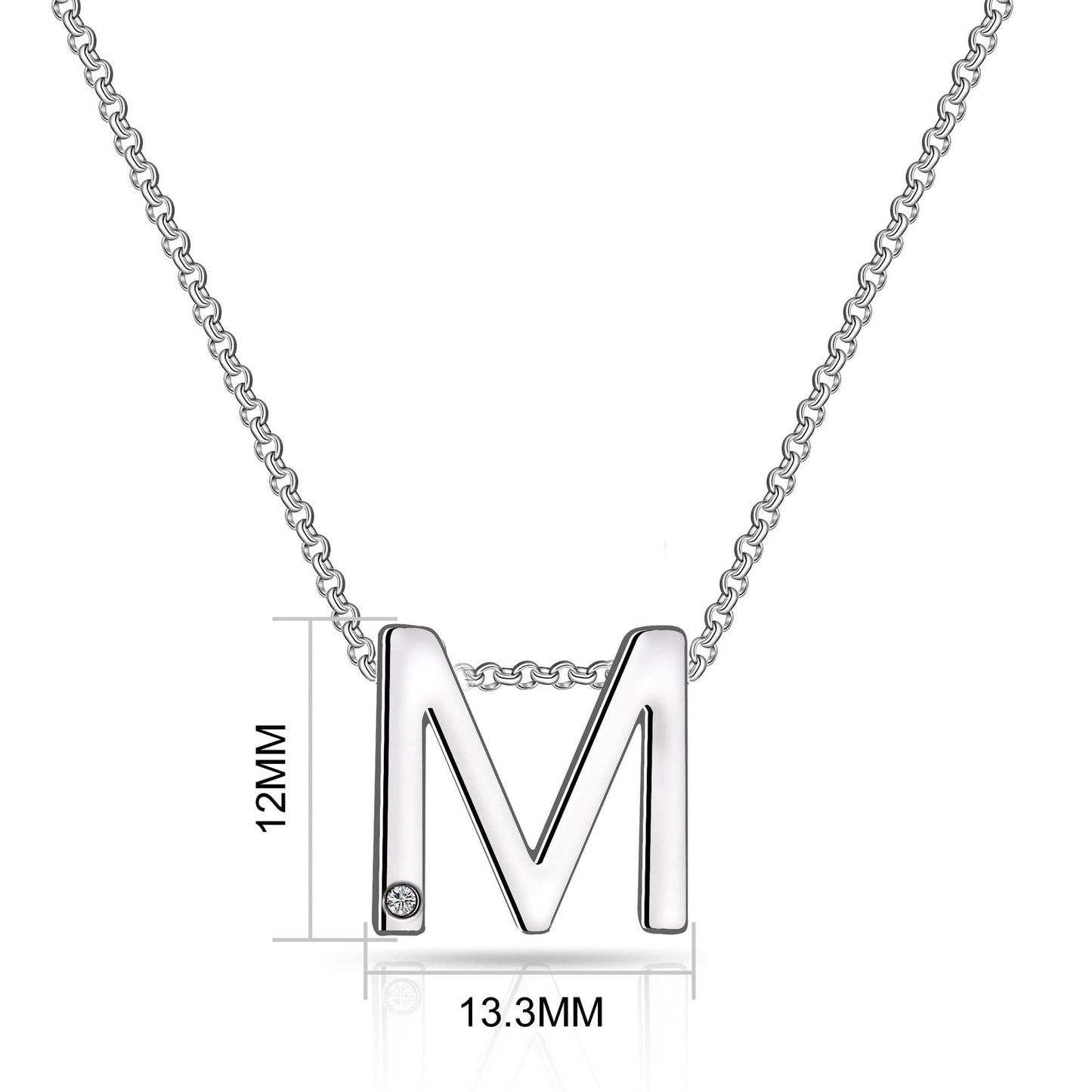 Initial M Necklace with Birthstone Charm Created with Zircondia® Crystals