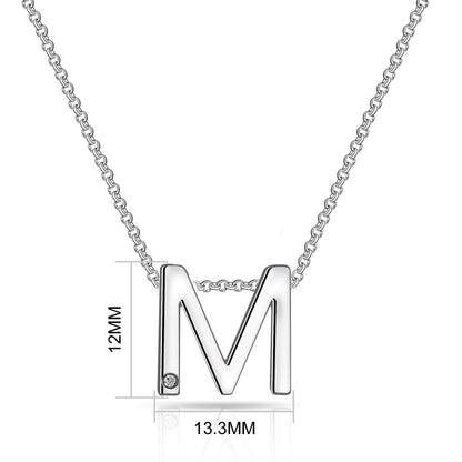 Initial M Necklace with Birthstone Charm Created with Zircondia® Crystals