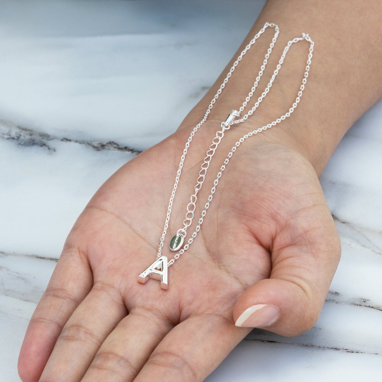 Initial Necklace Letter A Created with Zircondia® Crystals