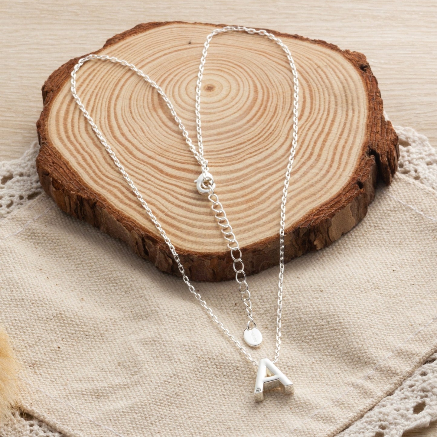 Initial Necklace Letter A Created with Zircondia® Crystals